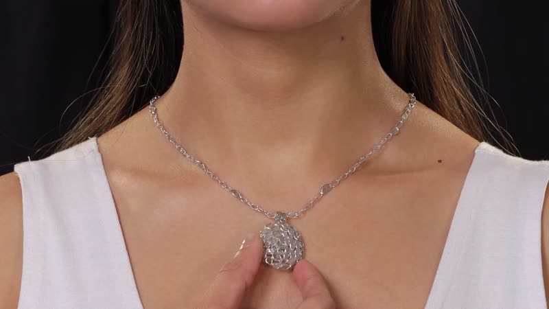 Polki Diamond and Kanchanaburi Blue Sapphire 4.00 ctw Necklace 18 Inches in in Platinum Over Sterling Silver