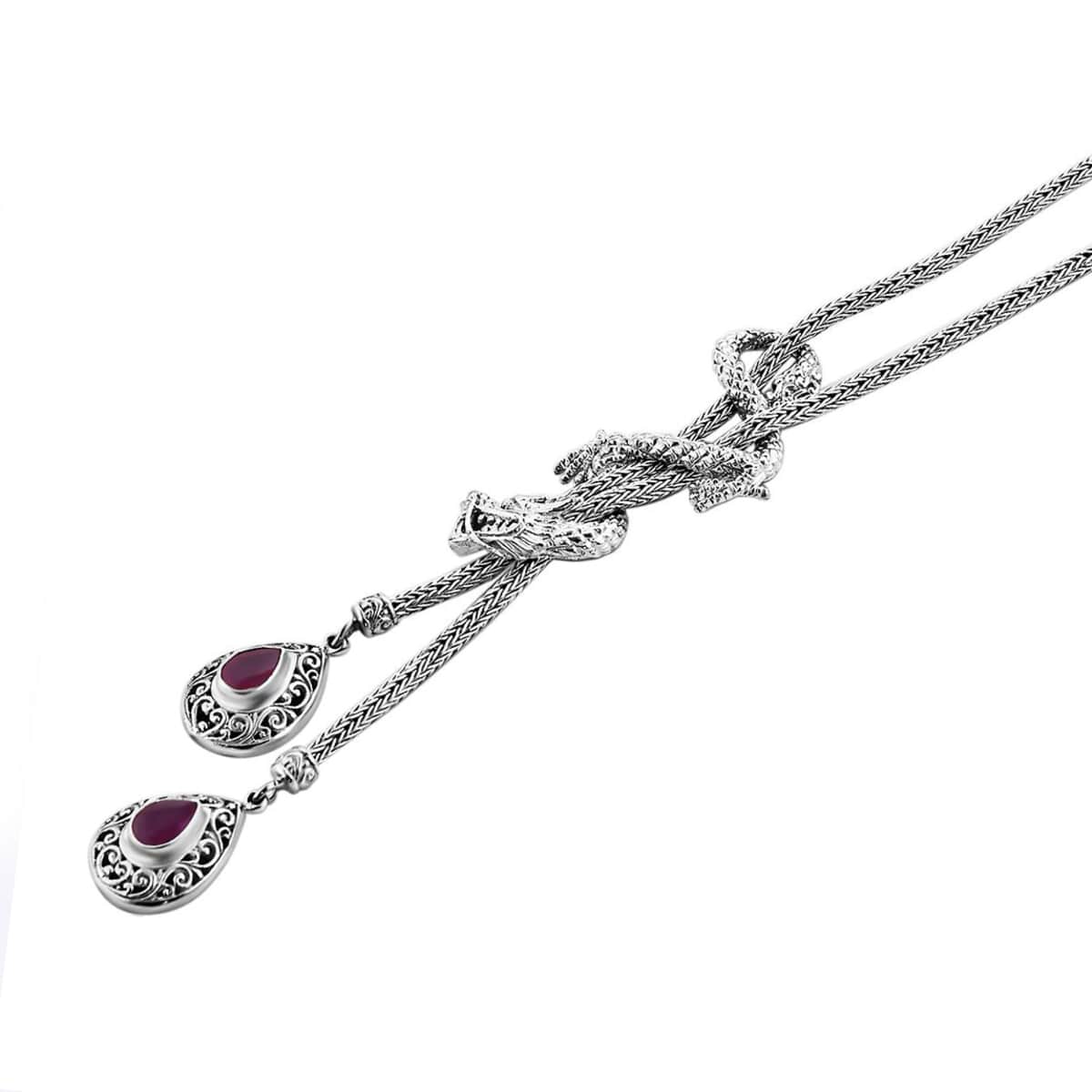 Mother’s Day Gift Bali Legacy Premium Niassa Ruby (FF) Dragon Necklace 18 Inches in Sterling Silver 3.25 ctw image number 2