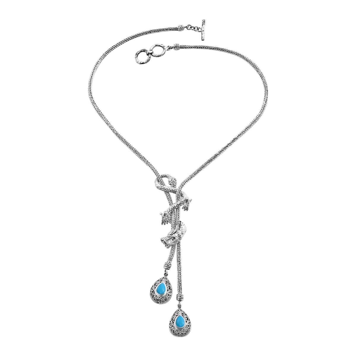 Bali Legacy Premium Sleeping Beauty Turquoise 2.25 ctw Dragon Necklace 18-19 Inches in Sterling Silver image number 0