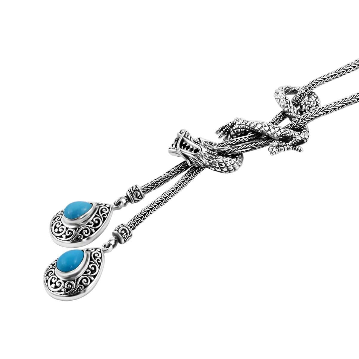 Bali Legacy Premium Sleeping Beauty Turquoise 2.25 ctw Dragon Necklace 18-19 Inches in Sterling Silver image number 2