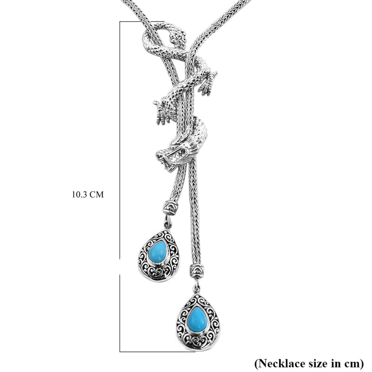 Bali Legacy Premium Sleeping Beauty Turquoise 2.25 ctw Dragon Necklace 18-19 Inches in Sterling Silver image number 4