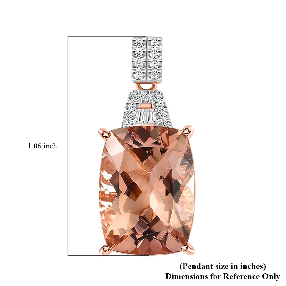 Luxoro 14K Rose Gold AAA Marropino Morganite and G-H I2 Diamond Pendant 9.85 ctw image number 5