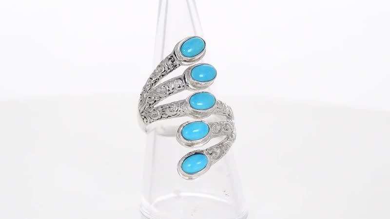 Doorbuster Bali Legacy Sleeping Beauty Turquoise 5 Stone Ring in Sterling Silver (Size 10.0) 2.40 ctw