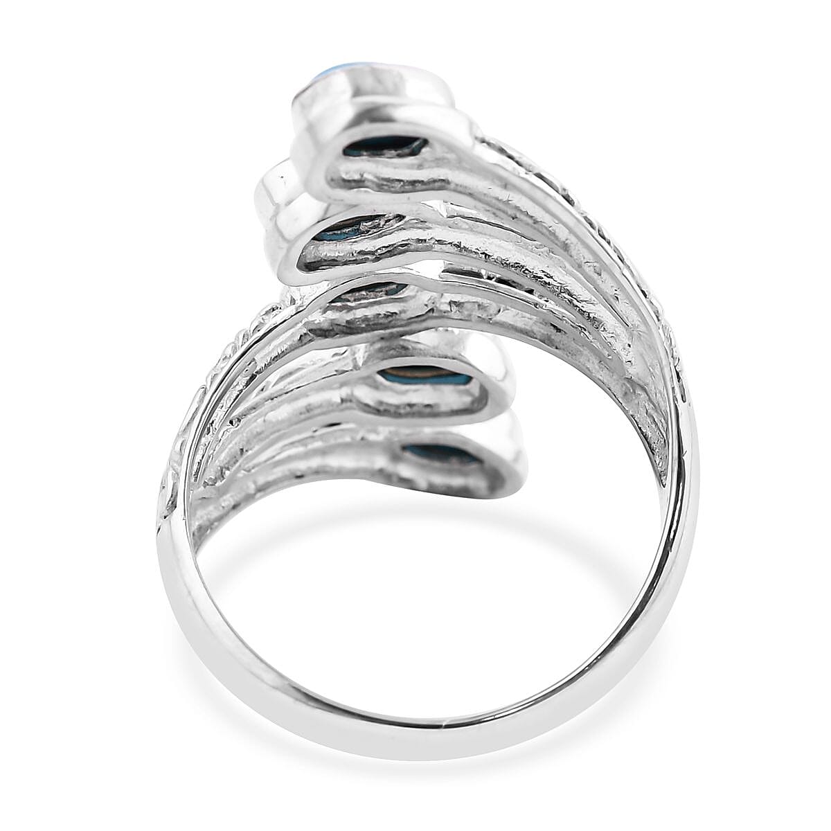 Bali Legacy Sleeping Beauty Turquoise 5 Stone Ring in Sterling Silver (Size 9.0) 2.40 ctw image number 4