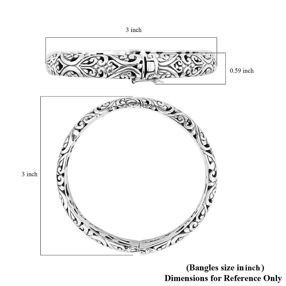 Bali Legacy Sterling Silver Bangle Bracelet (7.25 In) 35.65 Grams image number 4