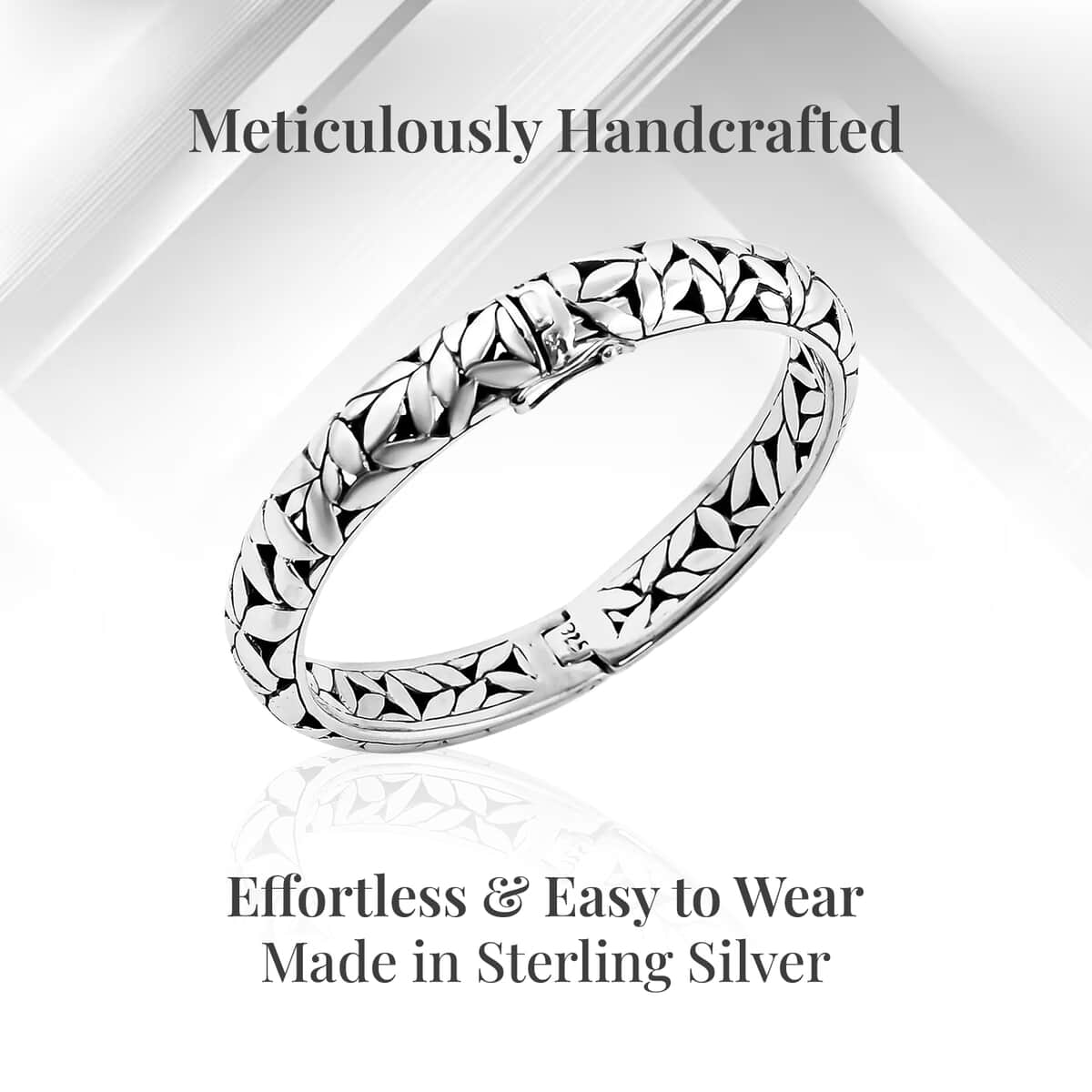 Bali Legacy Sterling Silver Floral Bangle Bracelet (6.50 In) (27.75 g) image number 3