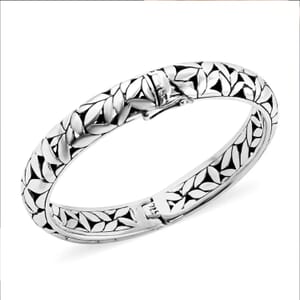 Bali Legacy Sterling Silver Floral Bangle Bracelet (8.00 In) 38.70 Grams