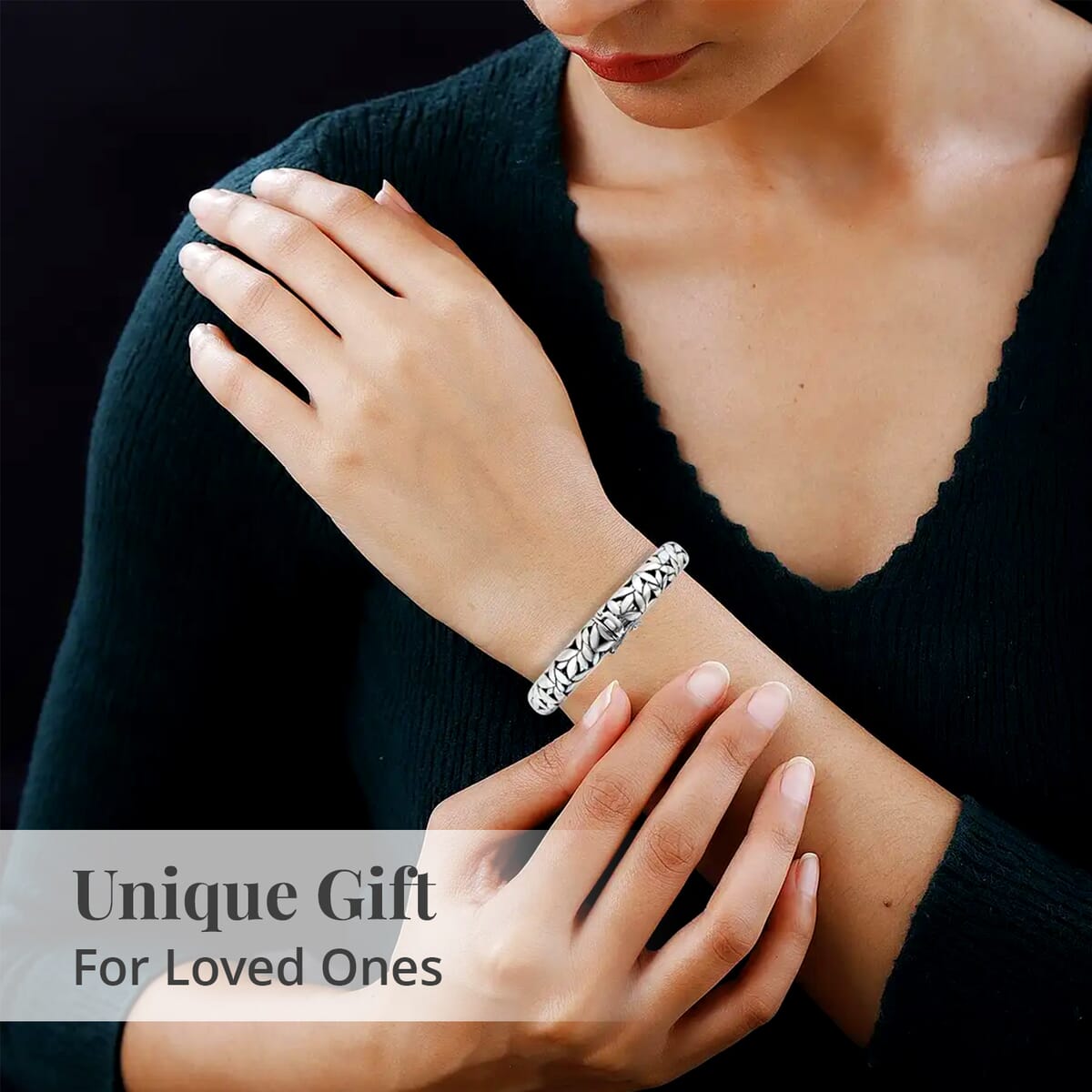 Bali Legacy Sterling Silver Floral Bangle Bracelet (8.00 In) 38.70 Grams image number 4