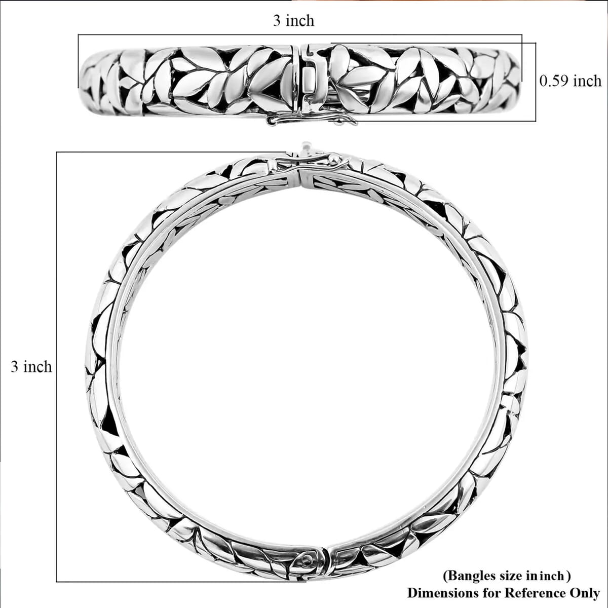 Bali Legacy Sterling Silver Floral Bangle Bracelet (8.00 In) 38.70 Grams image number 6