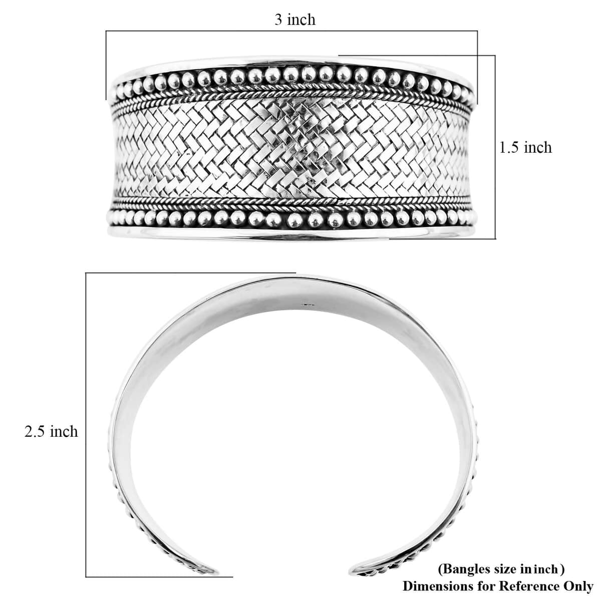 Bali Legacy Sterling Silver Cuff Bracelet (7.25 in) 49.20 Grams image number 5