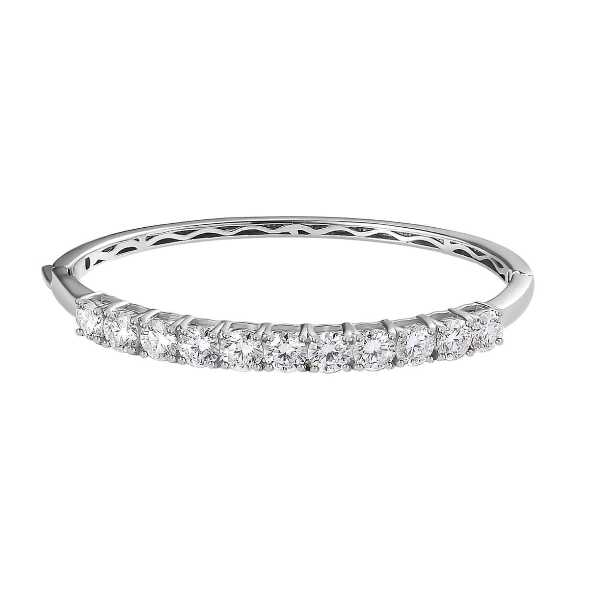 Buy Moissanite Bangle Bracelet in Platinum Over Sterling Silver (6.50 ...