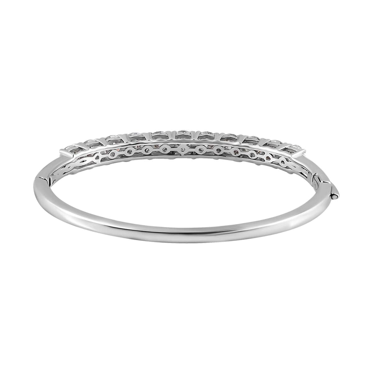 Moissanite Bangle Bracelet in Platinum Over Sterling Silver (6.50 In) 6.25 ctw image number 4