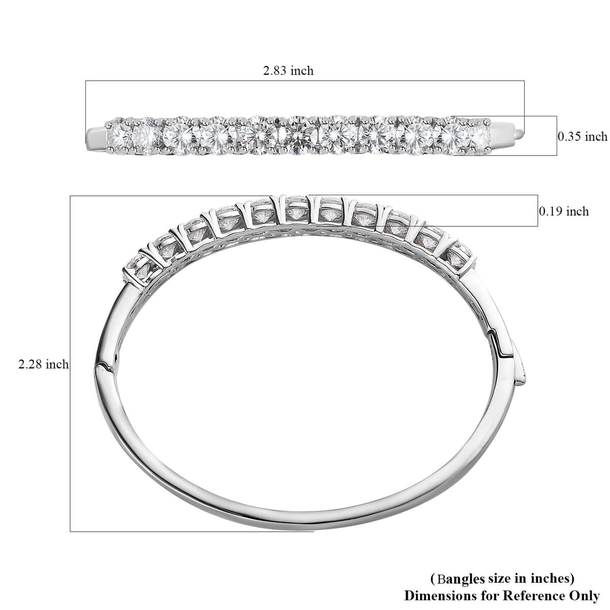 Moissanite Bangle Bracelet in Platinum Over Sterling Silver (6.50 In) 6.25 ctw image number 5