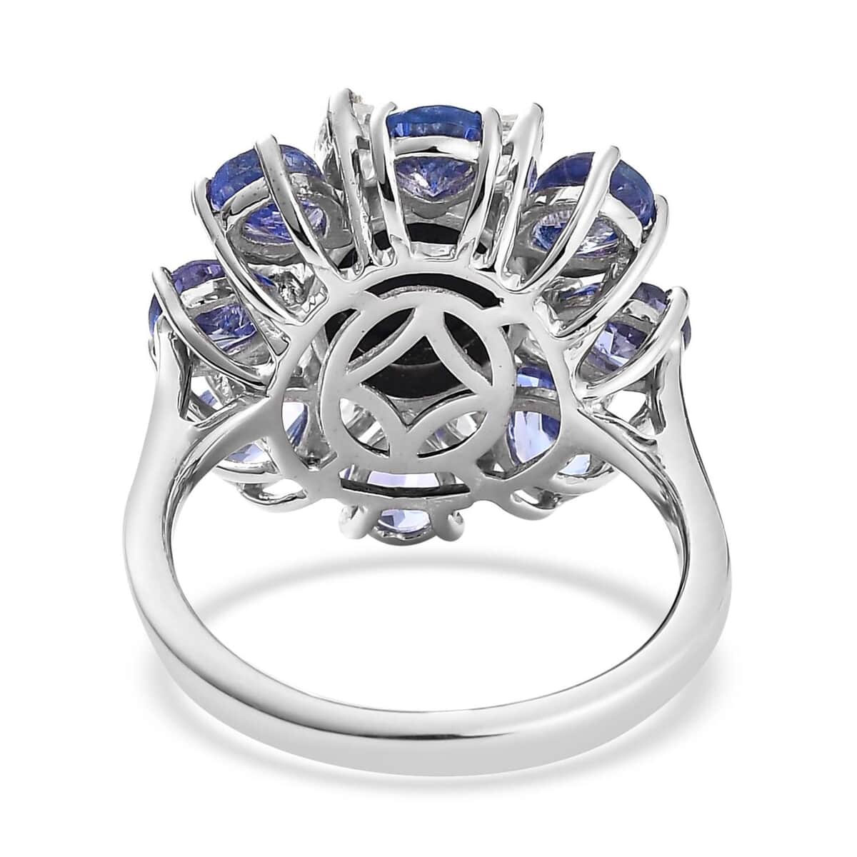 Blue Star Sapphire (DF) and Multi Gemstone Floral Ring in Platinum Over Sterling Silver 8.25 ctw image number 4