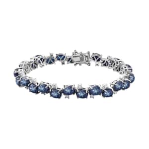 Blue Star Sapphire (DF) and Moissanite Bracelet in Platinum Over Sterling Silver (8.00 In) 40.65 ctw