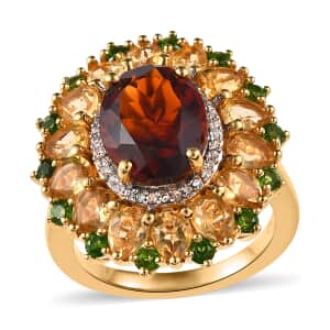 Premium Santa Ana Madeira Citrine and Multi Gemstone Floral Ring in Vermeil Yellow Gold Over Sterling Silver (Size 10.0) 5.15 ctw