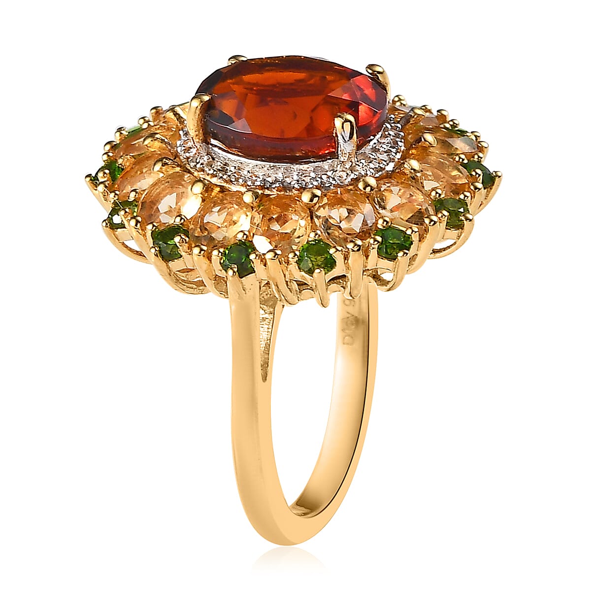 Premium Santa Ana Madeira Citrine and Multi Gemstone Floral Ring in Vermeil Yellow Gold Over Sterling Silver (Size 10.0) 5.15 ctw