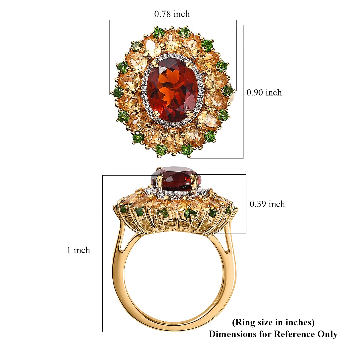 Premium Santa Ana Madeira Citrine and Multi Gemstone Floral Ring in Vermeil Yellow Gold Over Sterling Silver (Size 6.0) 5.15 ctw image number 5