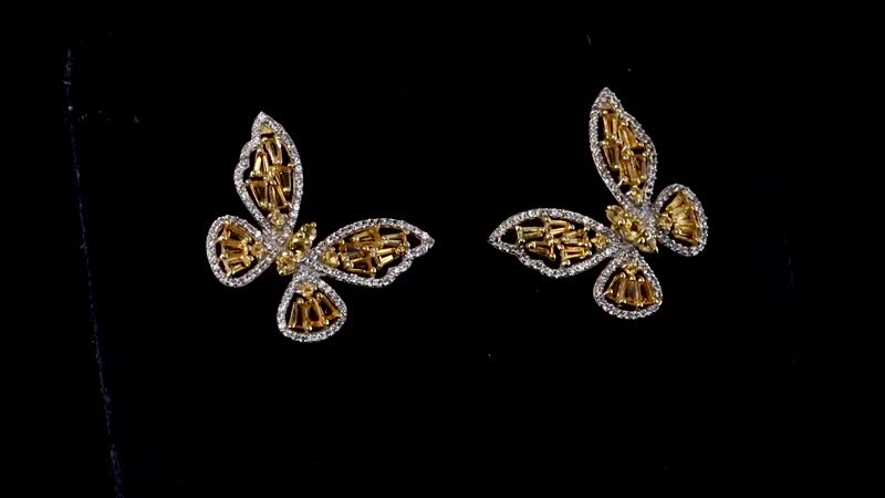GP Trionfo Collection Premium Brazilian Citrine and White Zircon Butterfly Earrings in Vermeil Yellow Gold Over Sterling Silver 4.70 ctw (Del. in 7-10 Days)
