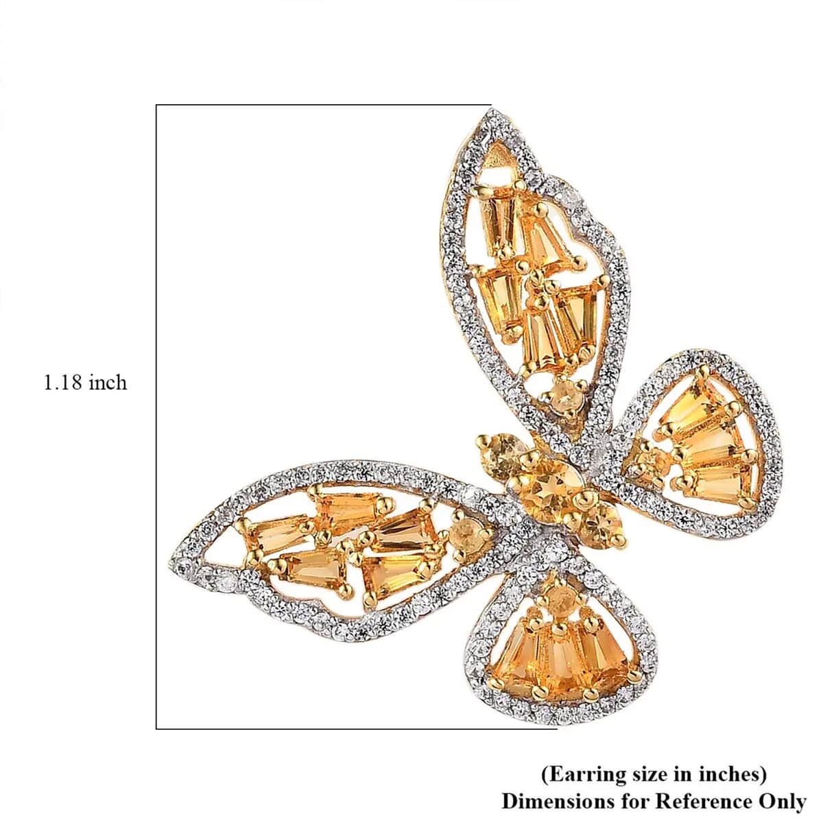 GP Trionfo Collection Premium Brazilian Citrine and White Zircon Butterfly Earrings in Vermeil Yellow Gold Over Sterling Silver 4.70 ctw (Del. in 7-10 Days) image number 6