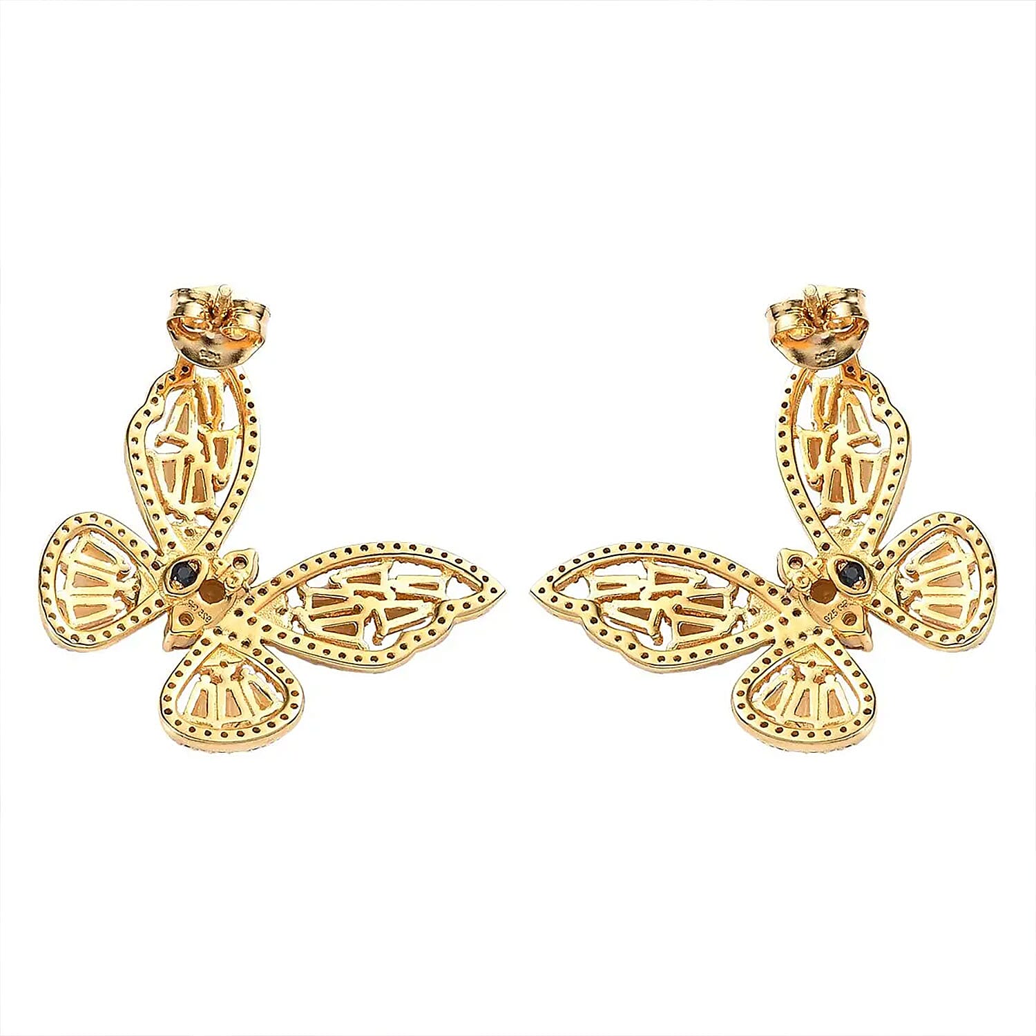 GP Trionfo Collection Premium Brazilian Citrine and White Zircon Butterfly Earrings in Vermeil Yellow Gold Over Sterling Silver 4.70 ctw