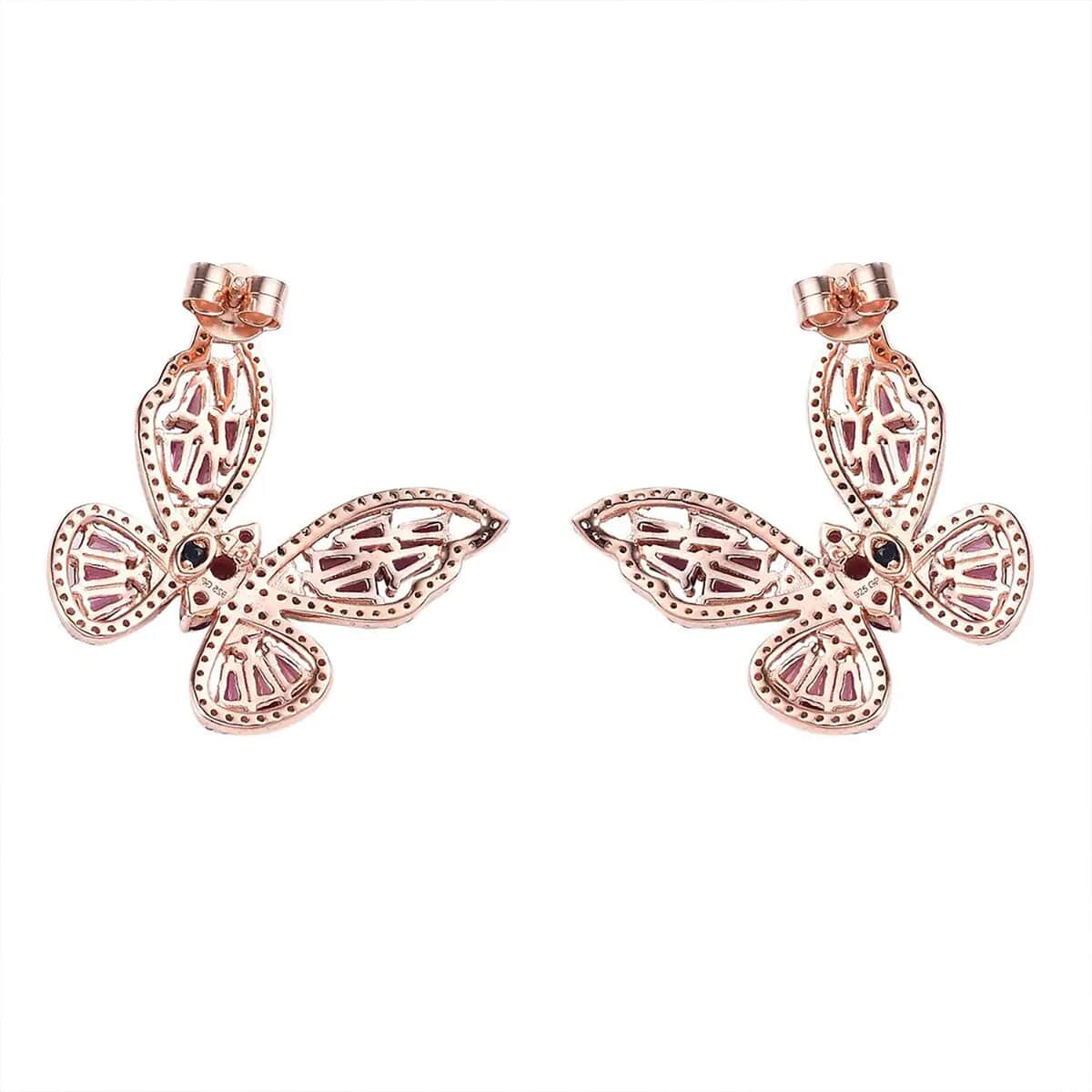 GP Trionfo Collection Trionfo Collection Premium Orissa Rhodolite Garnet and White Zircon Butterfly Earring in Vermeil Rose Gold Over Sterling Silver 5.50 ctw image number 8