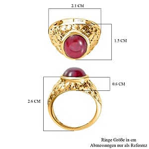 African Ruby and Kanchanaburi Blue Sapphire 8.04 ctw Ring in Vermeil Yellow Gold Over Sterling Silver (Size 10)