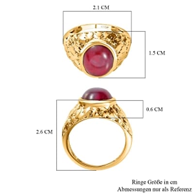African Ruby and Kanchanaburi Blue Sapphire 8.04 ctw Ring in Vermeil Yellow Gold Over Sterling Silver (Size 10)