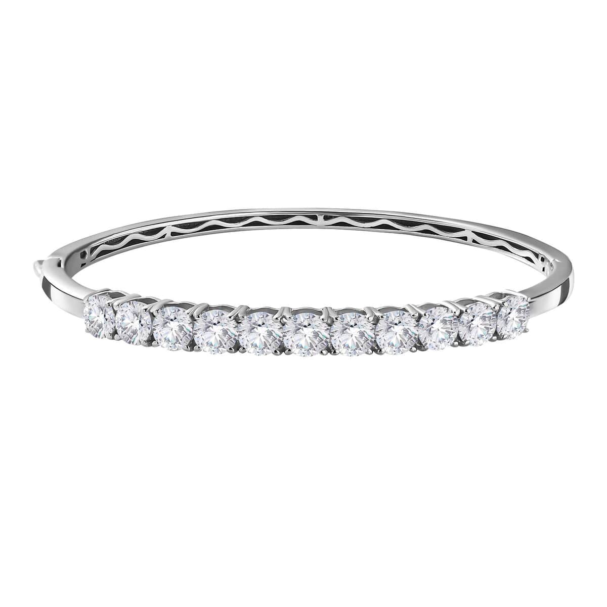 Moissanite Bangle Bracelet in Platinum Over Sterling Silver (7.25 In) 6.25 ctw image number 0