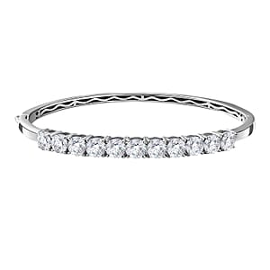 Moissanite Bangle Bracelet in Platinum Over Sterling Silver (7.25 In) 6.25 ctw