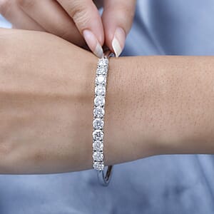 Moissanite Bangle Bracelet in Platinum Over Sterling Silver (7.25 In) 6.25 ctw