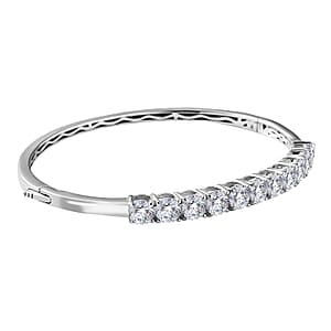 Moissanite Bangle Bracelet in Platinum Over Sterling Silver (7.25 In) 6.25 ctw