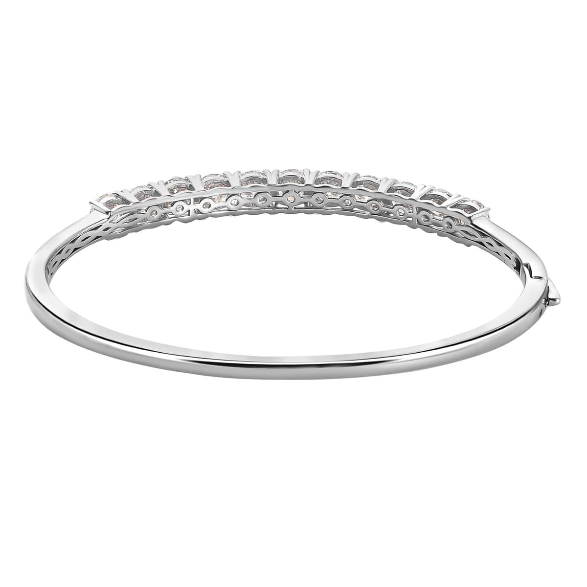 Moissanite Bangle Bracelet in Platinum Over Sterling Silver (7.25 In) 6.25 ctw image number 4