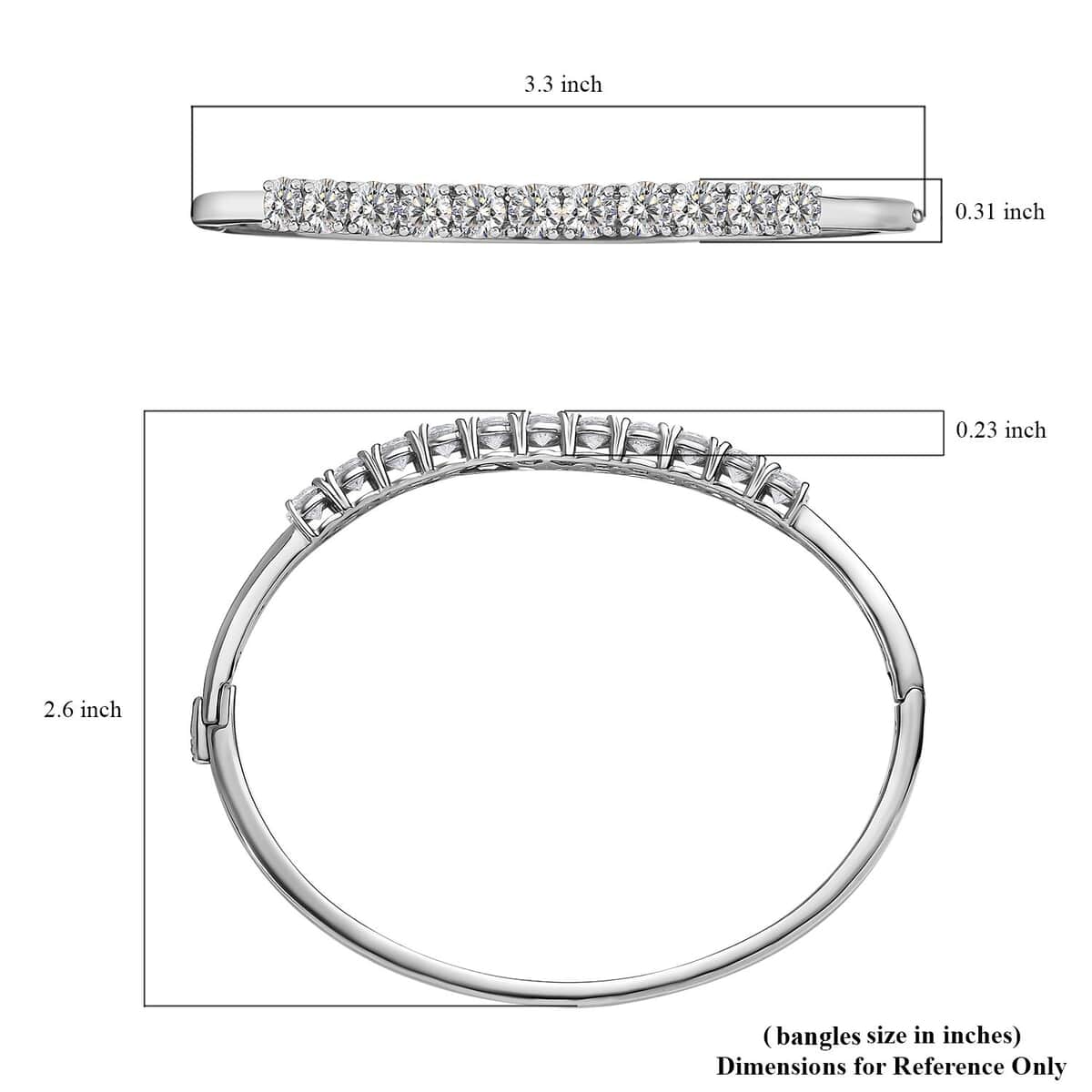 Moissanite Bangle Bracelet in Platinum Over Sterling Silver (8.00 In) 6.25 ctw image number 5