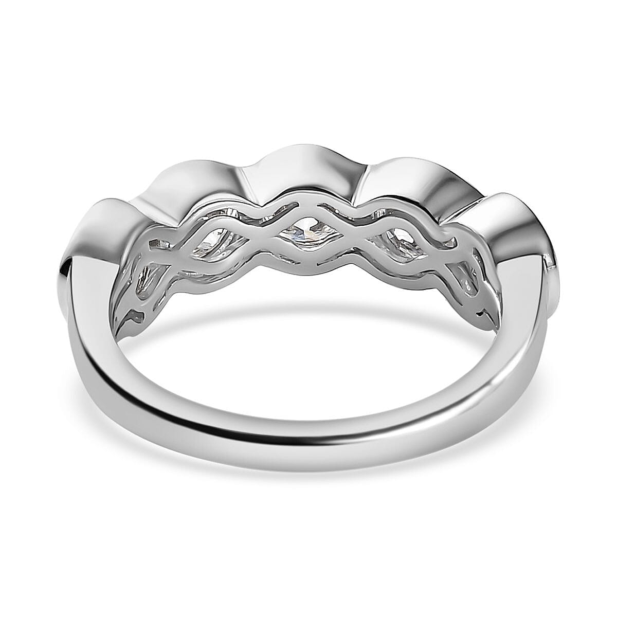 Moissanite 5 Stone Ring in Platinum Over Sterling Silver (Size 5.0) 1.65 ctw image number 4