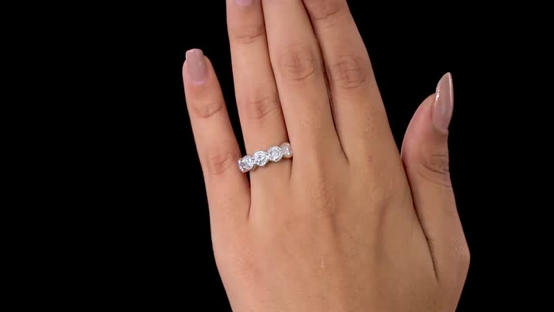 Moissanite 5 Stone Ring in Platinum Over Sterling Silver (Size 10.0) 1.65 ctw