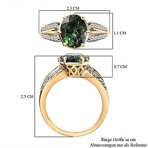 Natural Green Apatite and White Zircon  2.83 ctw Ring in Vermeil Yellow Gold Over Sterling Silver (Size 11.5)