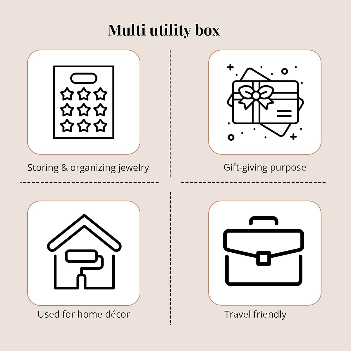 Oxidized Aluminum Tiger Embossed Big Jewelry Box with Anti Scratch Velvet Lining, Anti Tarnish Multipurpose Jewelry Organizer with Ring Rows image number 2