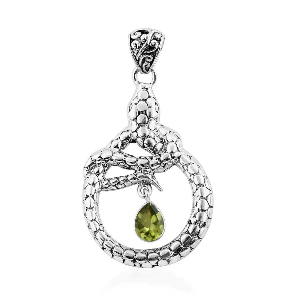 Bali Legacy Peridot Snake Pendant in Sterling Silver 1.00 ctw image number 0