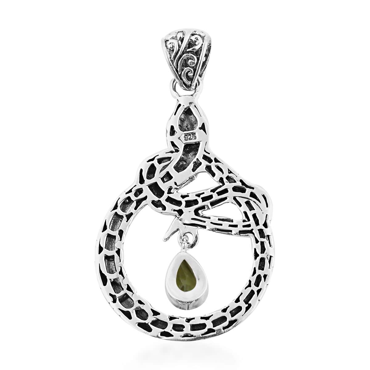Bali Legacy Peridot Snake Pendant in Sterling Silver 1.00 ctw image number 4