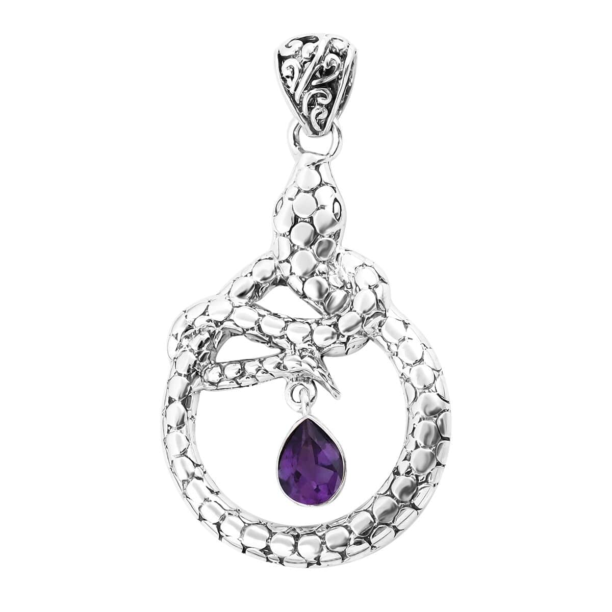 Bali Legacy Amethyst Snake Pendant in Sterling Silver 1.00 ctw image number 0