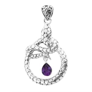 Bali Legacy Amethyst Snake Pendant in Sterling Silver 1.00 ctw