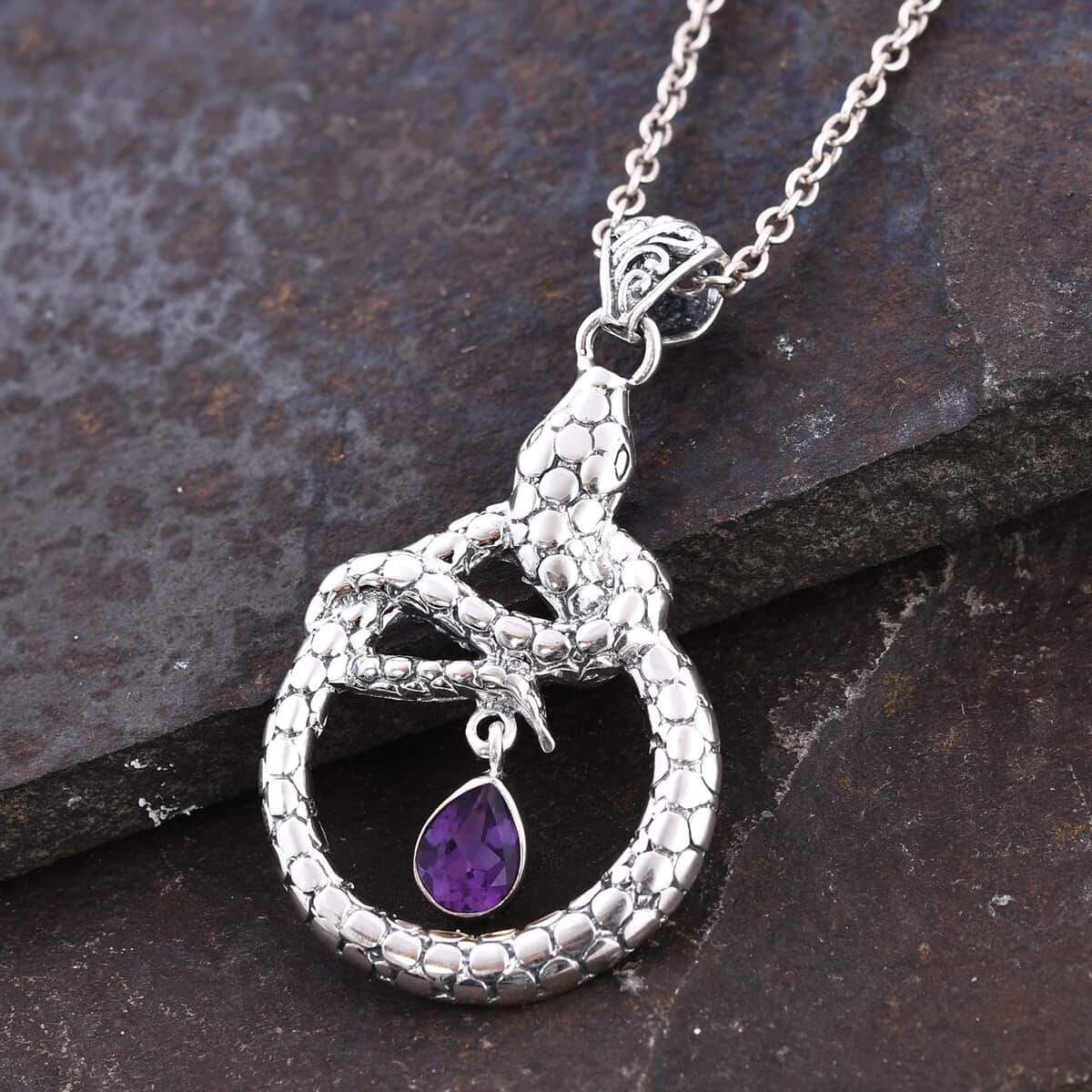 Bali Legacy Amethyst Snake Pendant in Sterling Silver 1.00 ctw image number 1