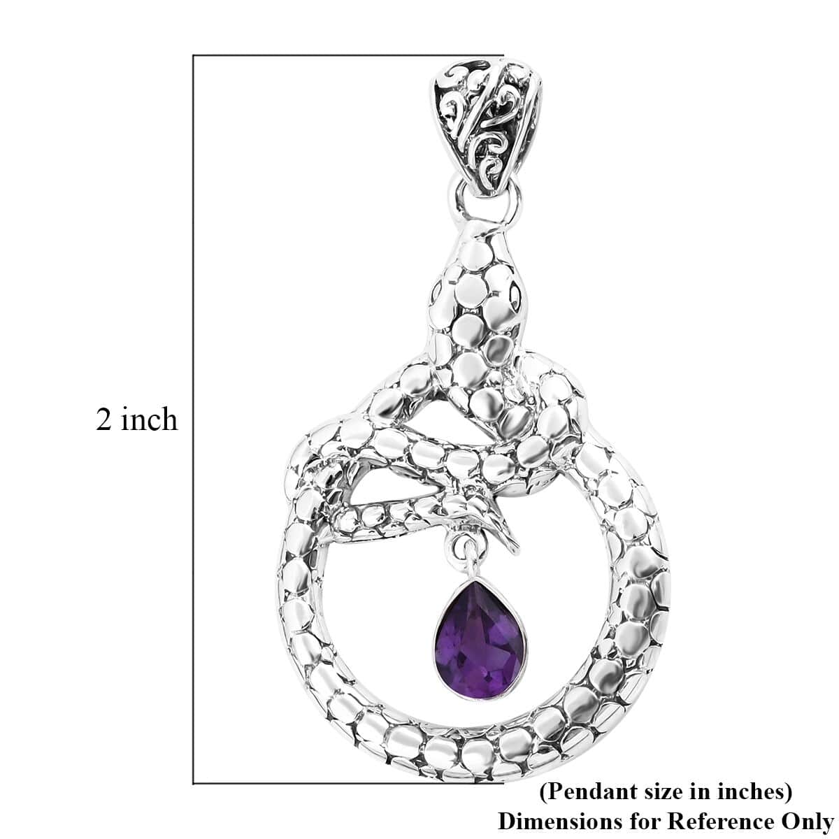 Bali Legacy Amethyst Snake Pendant in Sterling Silver 1.00 ctw image number 5