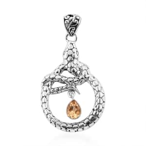 Bali Legacy Brazilian Citrine 1.10 ctw Snake Pendant in Sterling Silver