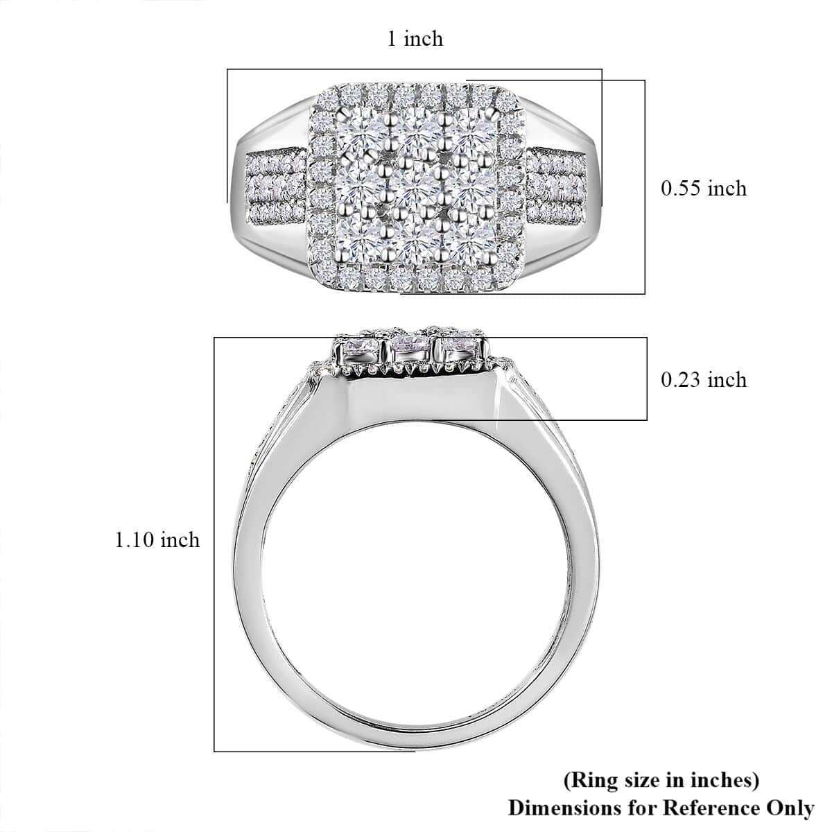 Moissanite Men's Ring in Platinum Over Sterling Silver (Size 10.0) 1.65 ctw image number 5
