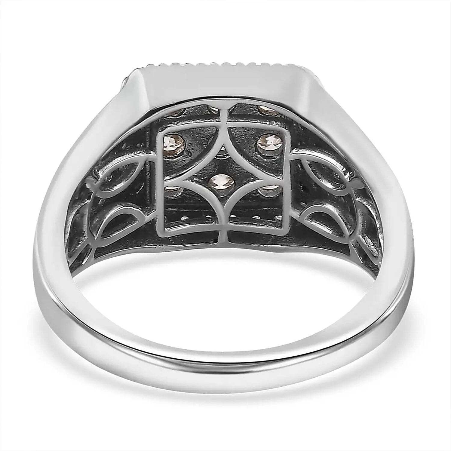 D'Joy Moissanite Men's Ring in Platinum Over Sterling Silver (Size 10.0) 1.65 ctw