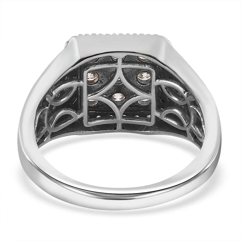 D'Joy Moissanite Men's Ring in Platinum Over Sterling Silver (Size 10.0) 1.65 ctw