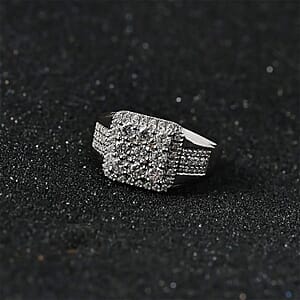 D'Joy Moissanite 1.65 ctw Men's Ring in Platinum Over Sterling Silver (Size 13.0)