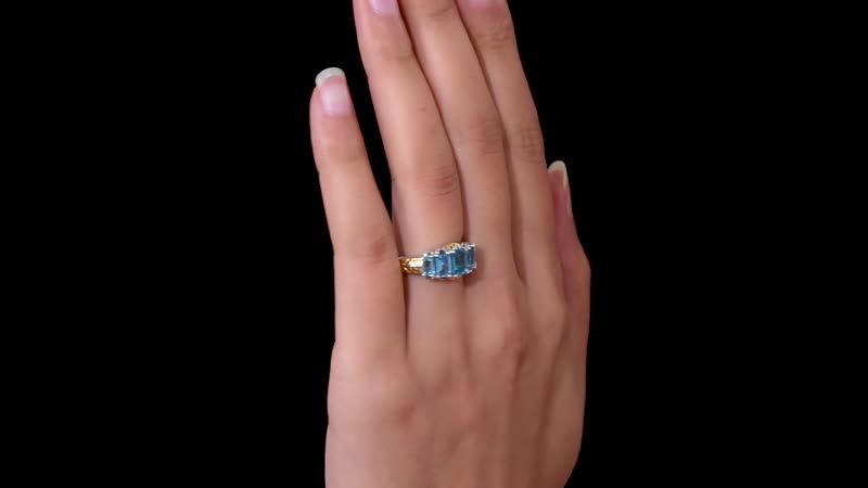 Madagascar Paraiba Apatite 5 Stone Ring in Vermeil YG and Platinum Over Sterling Silver (Size 10.0) 2.80 ctw